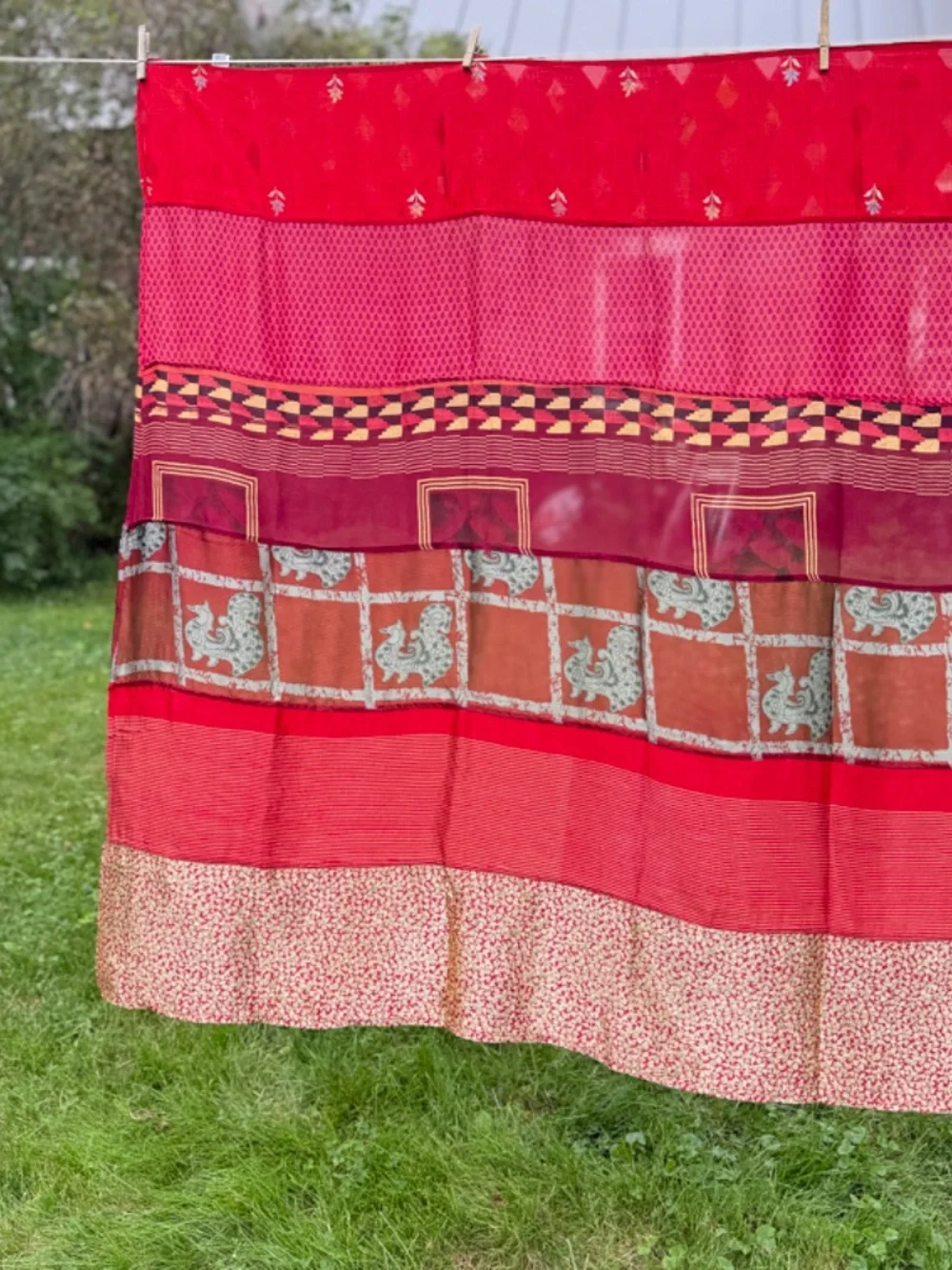New wTag Mexicali Blues Recycled Sari Silk Curtain Room Divider Doorway Panel